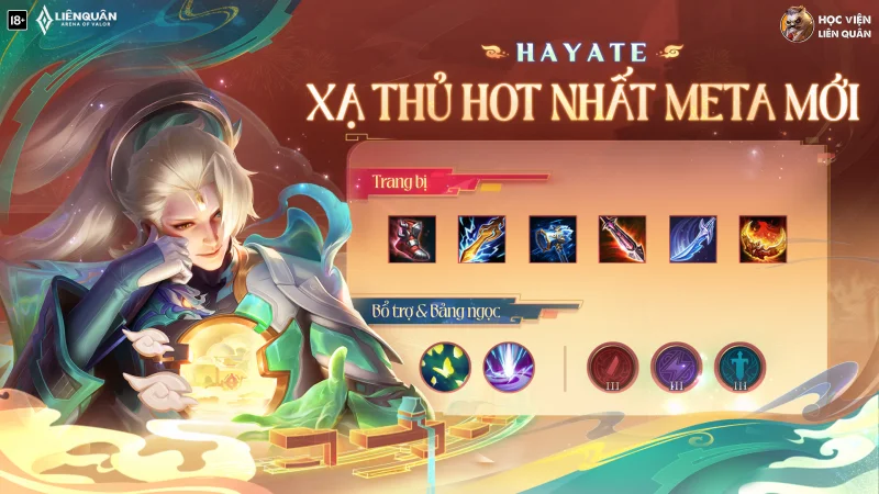Thumbnail: Hayate Liên Quân: Xạ Thủ TOP 1 Hiện Tại - Cách Lên Đồ, Bảng Ngọc, Phù Hiệu Chuẩn Nhất! | Mẹo chơi Liên Quân tại phikhongngao.vn